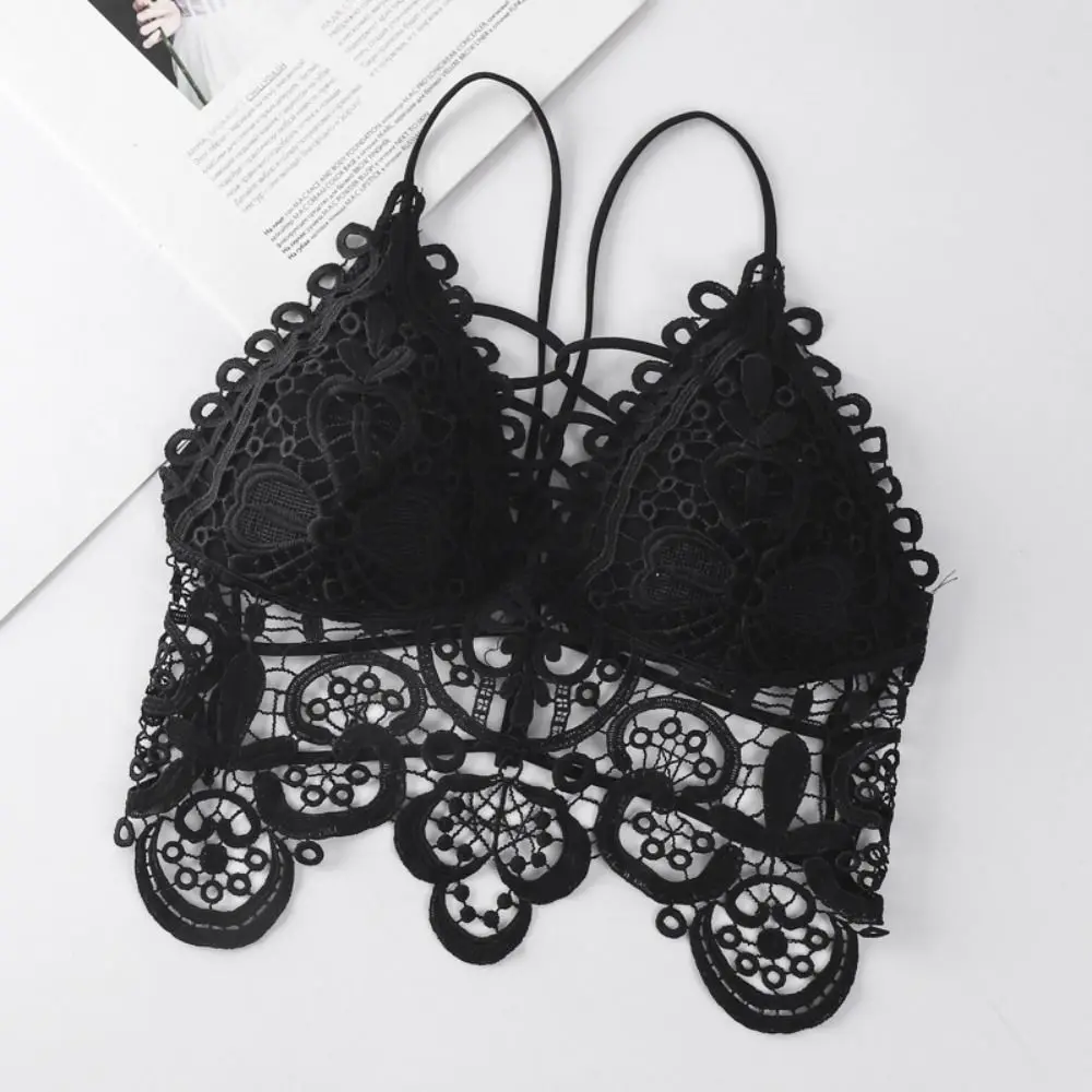 سترة مريحة على الطراز البوهيمي قميص قصير مجوف للبحر من الدانتيل حمالة صدر لاسلكية بدون أكمام ملابس داخلية عميقة على شكل حرف V للشاطئ