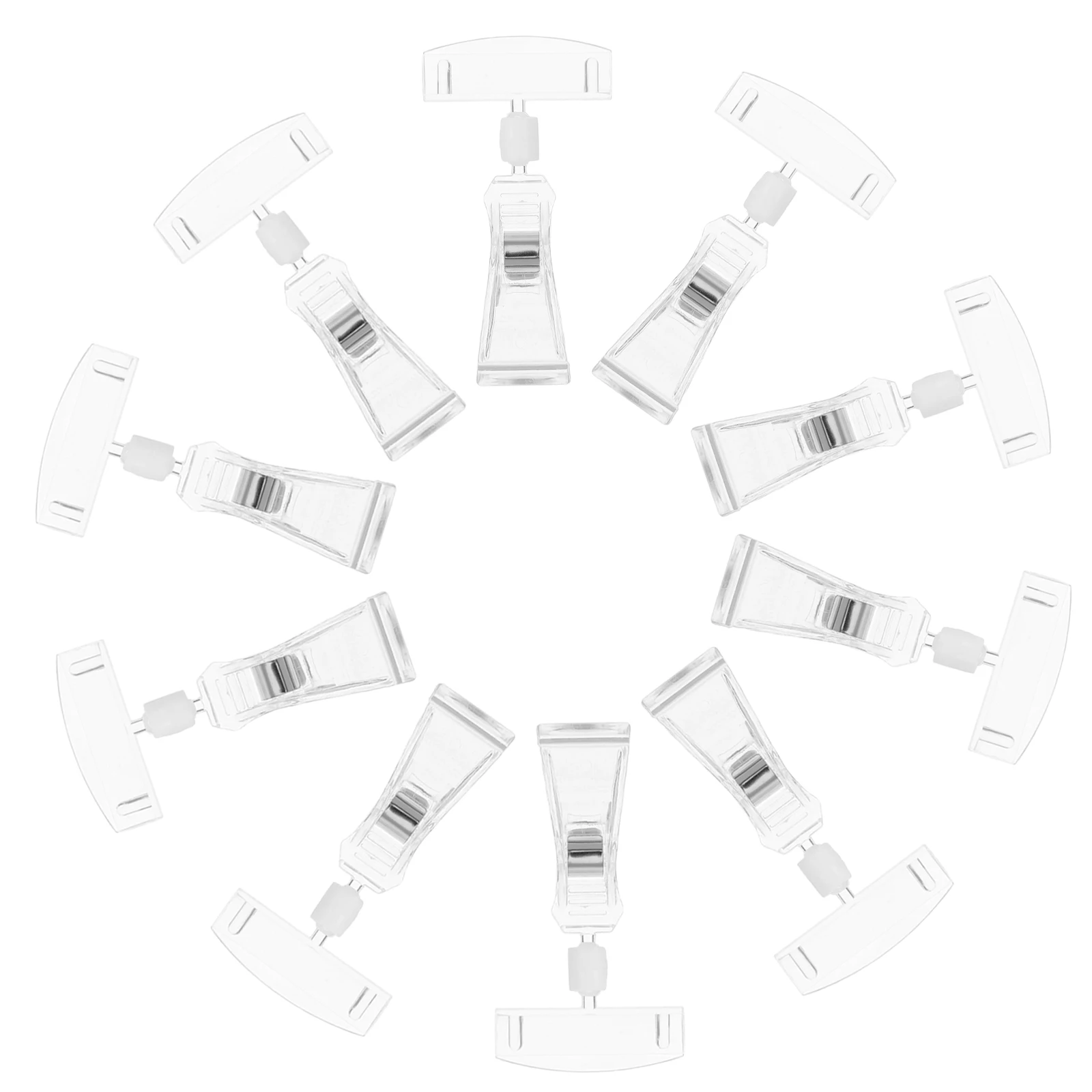 

20 PCS Transparent Label Holder Sign Clips for Display Retail Signs The Plastic Merchandise Rotatable