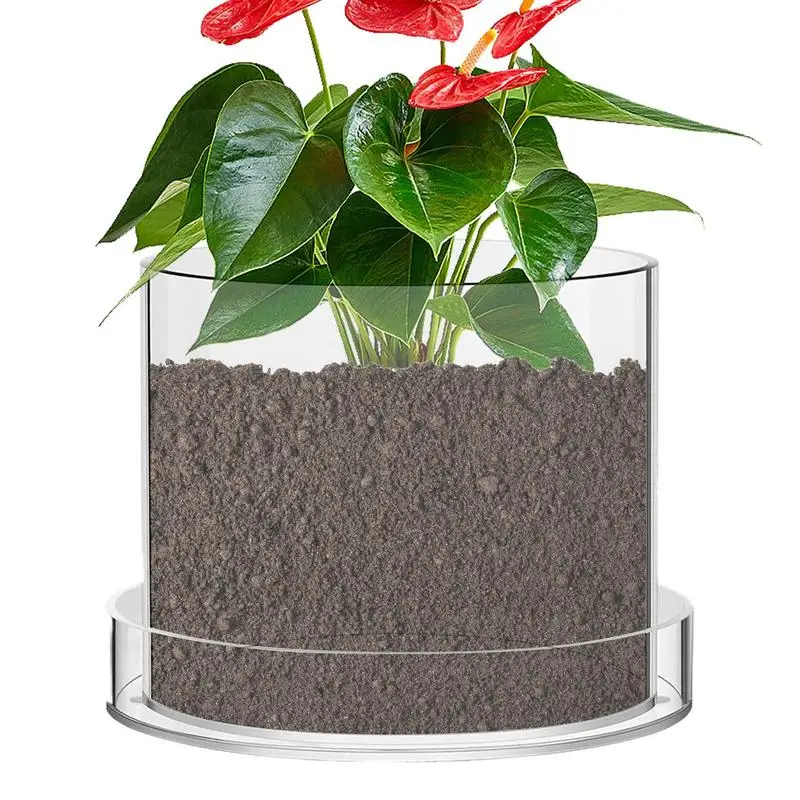 Clear Plant Pots With Drainage Clear Potting Containers For Plants Reusable Acrylic Cups Saucers Tray With Drainage For Seedling