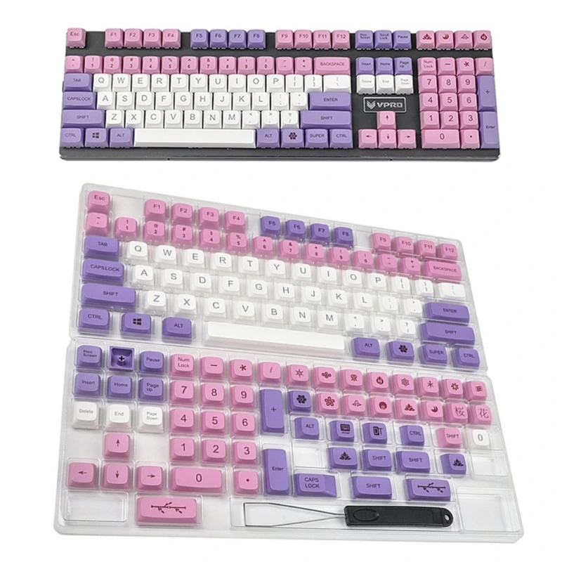 Thick-Walled PBT Keycaps Gift Exquisite Colored Pink DyeSubbed for Gaming