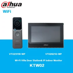 Dahua-Kit de intercomunicador KTW02, wifi, estación de Puerta de Villa, Monitor interior IP, VTO2311R-WP y VTH2621G-WP