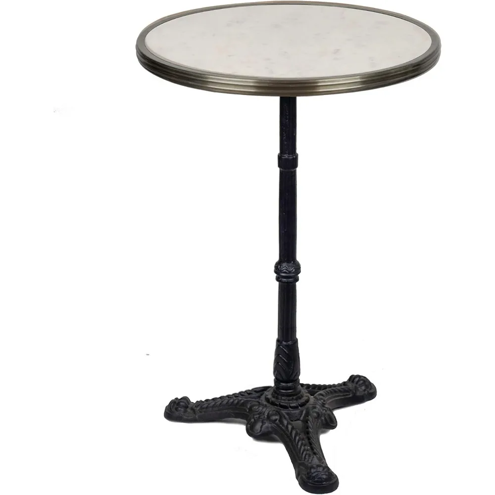 

Bonnecaze White Italian Carrara Marble French Bistro Table, 20" Absinthe & Home