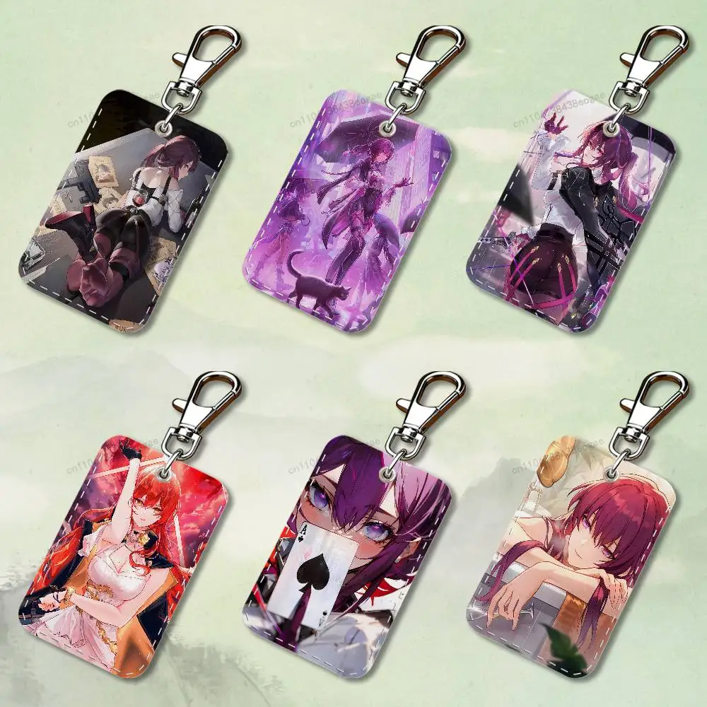

H-Honkai Star Rail K-Kafka Custom Access Card Case Leather Card Holder Keychain Key Ring Transportation Card Case Gifts