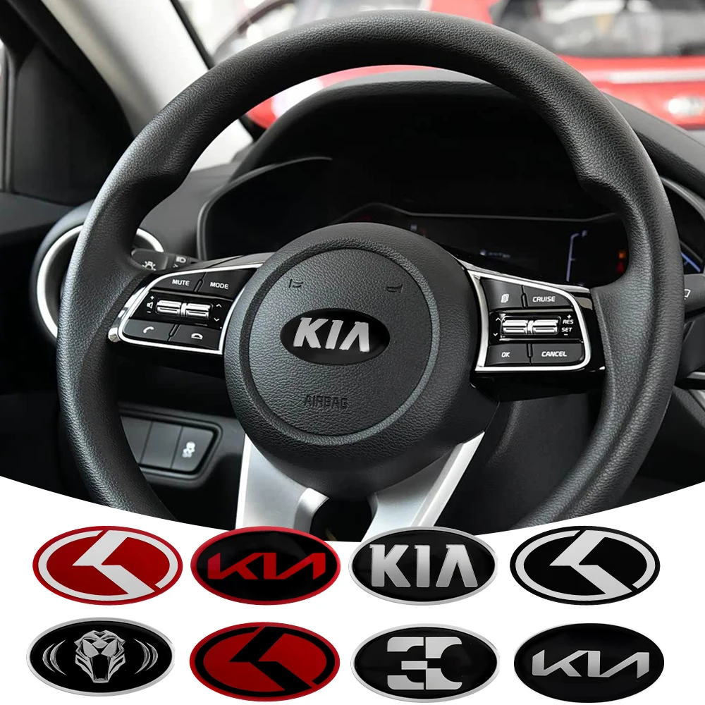 Autocollant 3D en aluminium pour emblème central de volant de voiture, pour KIA K K5 K2 K3 K5 KX5 GT Rio Optima Sorento Sportage Ceed