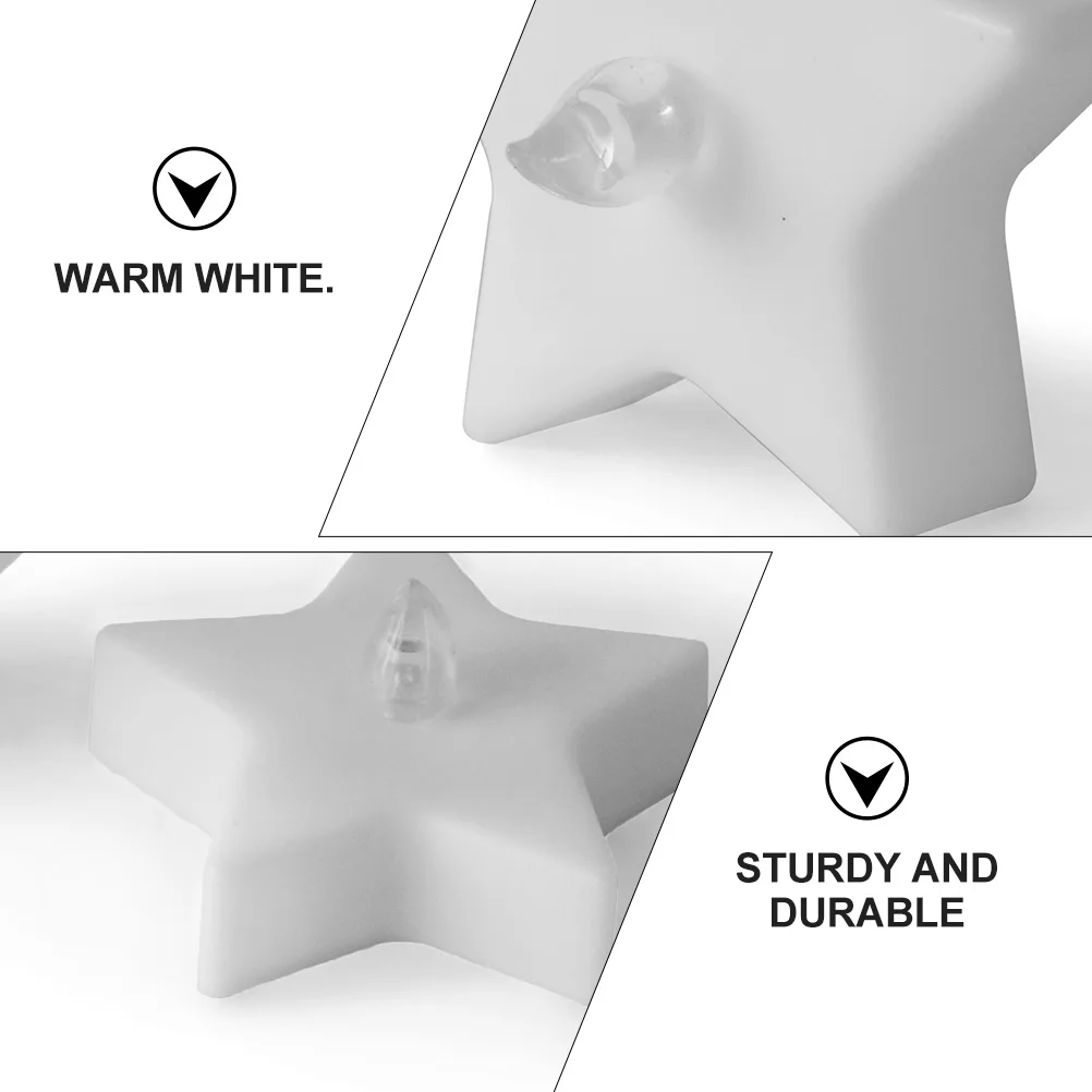 

12pcs Led Electronic Candles Five-Pointed Star Warm White Flameless Electric For Party Christmas Decor Decor Led Star