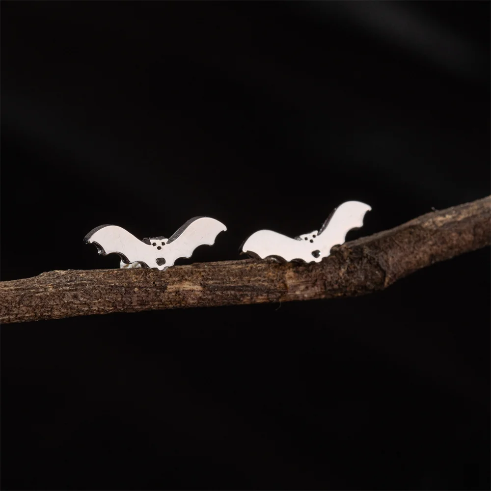 Shuangshuo Trendy Einfache Fledermaus Spinne Ohrstecker für Frauen Edelstahl Halloween Tier Ohrstecker Zubehör Schmuck Geschenk – Detail 6