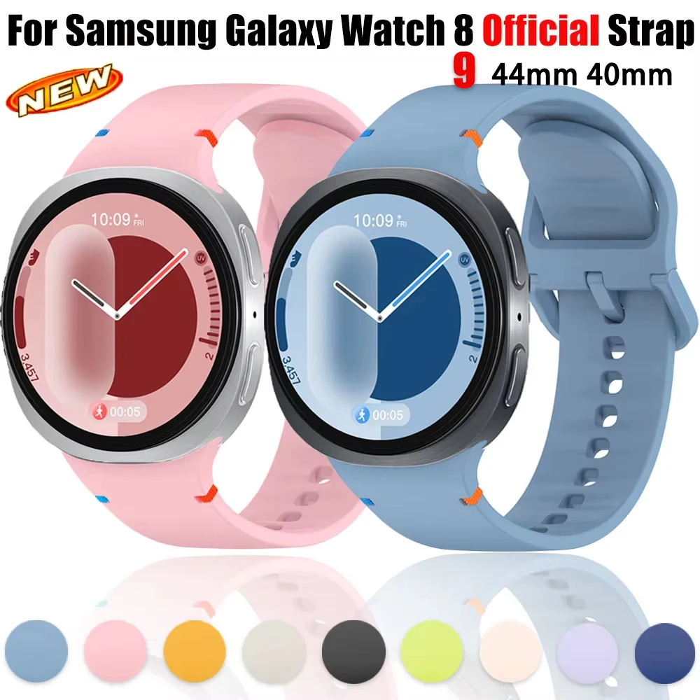 Official Silicone Strap for Samsung Galaxy Watch 9/8 44mm 40mm/8Classic 46mm Band Breathable Wristband Soft Bracelet Accessories