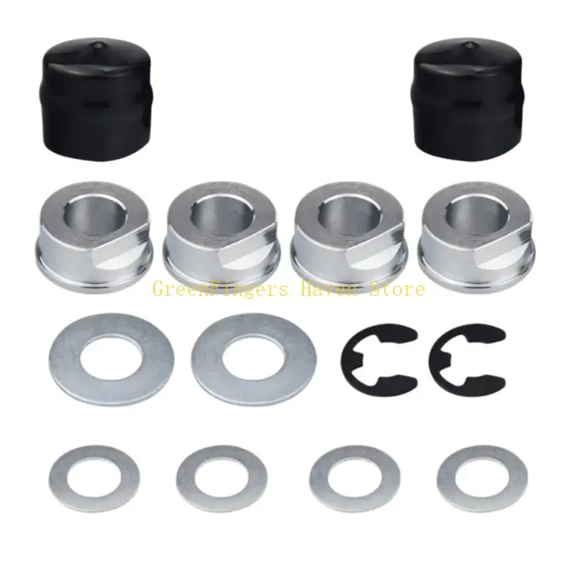 F68D Routine Lawn Equipment Wheel Repair with Metal Bushings Washers and Retainer Hardware for Mower Replacement Service Work