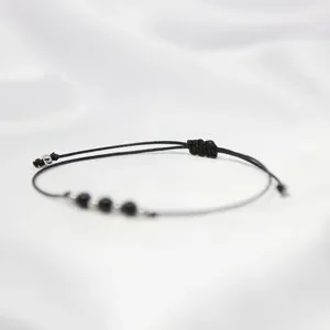 Black Tourmaline Protection Delicate Crystal Bracelet for Men October Birthstone for Women