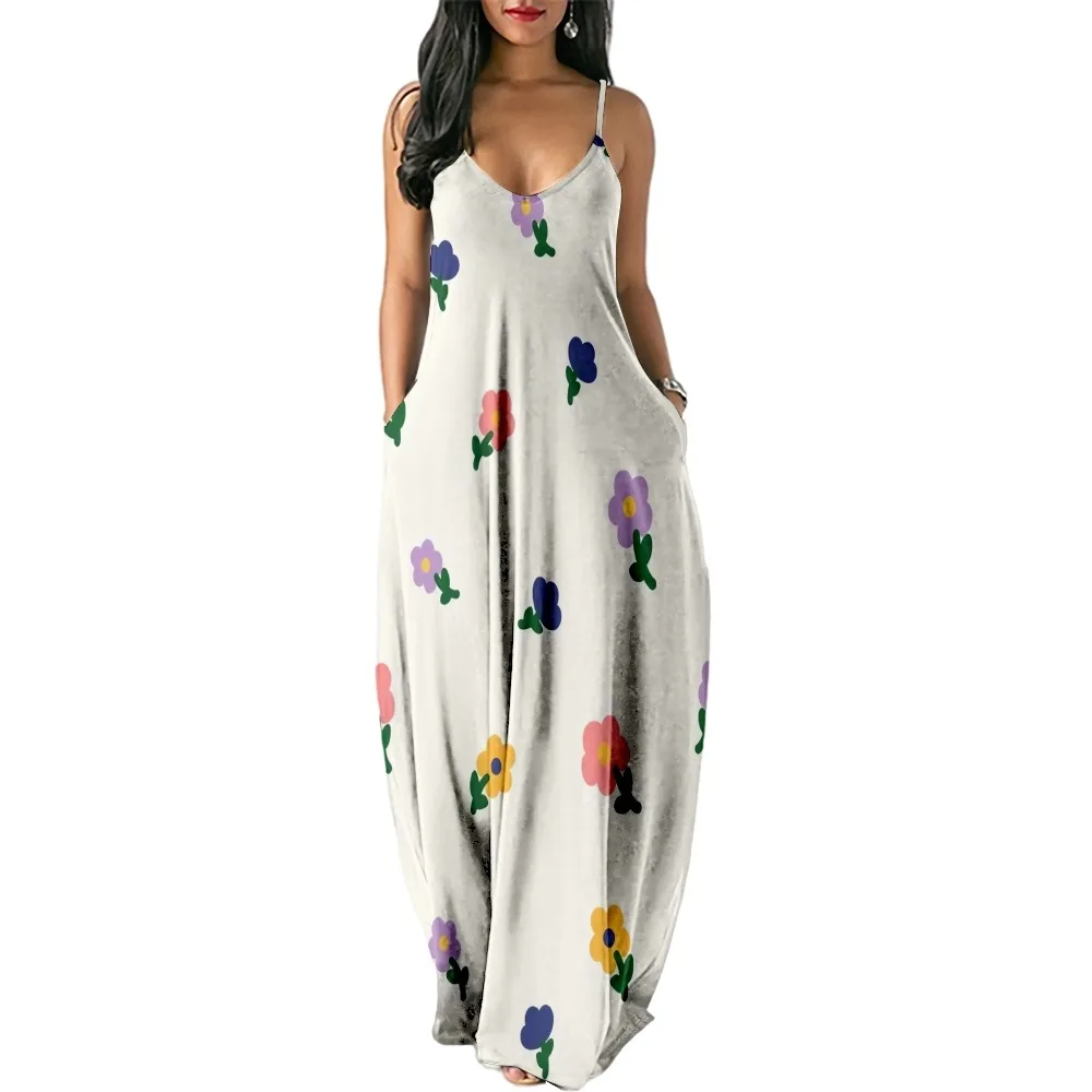 

2022 Sexy Dress Women Deep Spot Wrap Sling Sleeveless Nightclub Beach Dress Long Dress Beach Casual Print Dresses Vintage