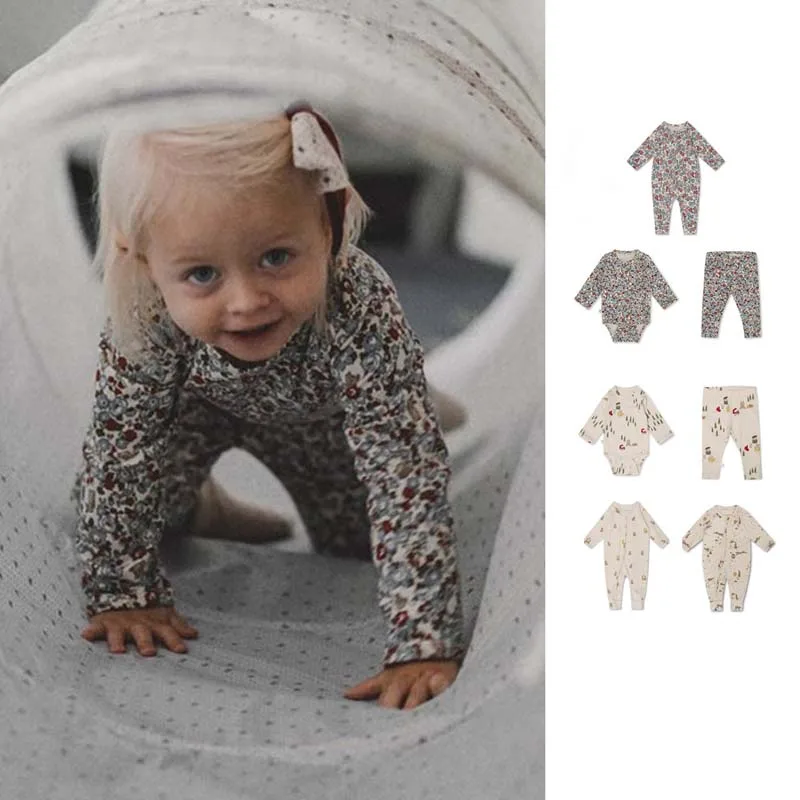 Pre-sale(ship in April) 2025 KS Girl Printed Pants Baby Boys Rompers Toddler Girls Onesie Birthday Baby Clothes Set Newborn