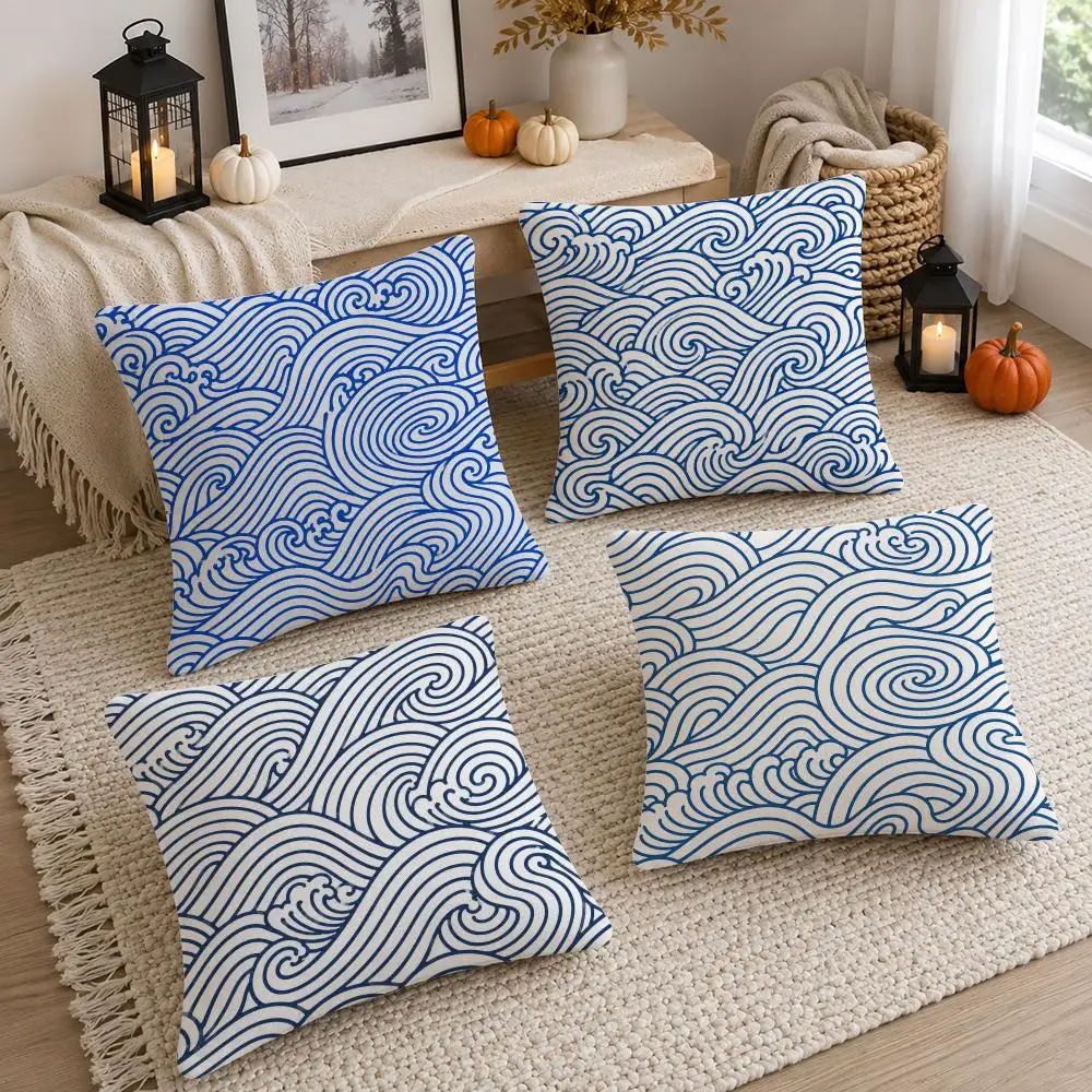 Double Roll Wave Cushion Cover Soft Fluffy Short Plush Throw Pillowcases Decorative Cushion Covers for Sofa Bedroom Home Decor