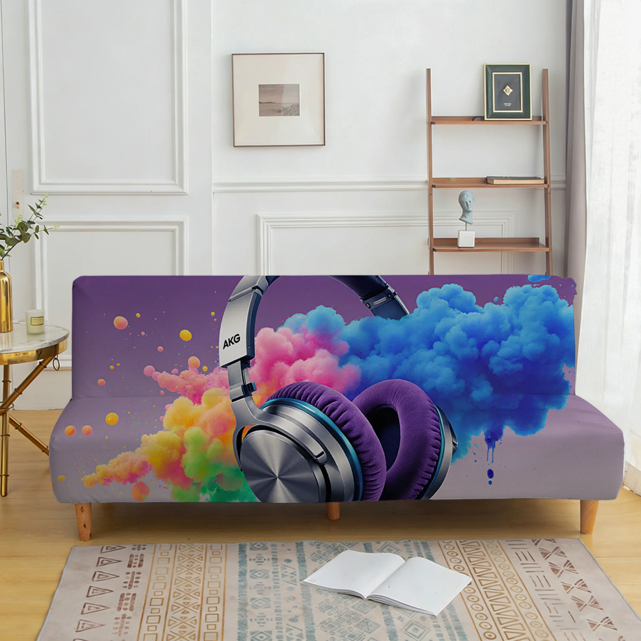 Funda de sofá cama con diseño de salpicaduras de tinta colorida, funda de sofá cama para sala de estar, funda de sofá cama lavable y a prueba de polvo