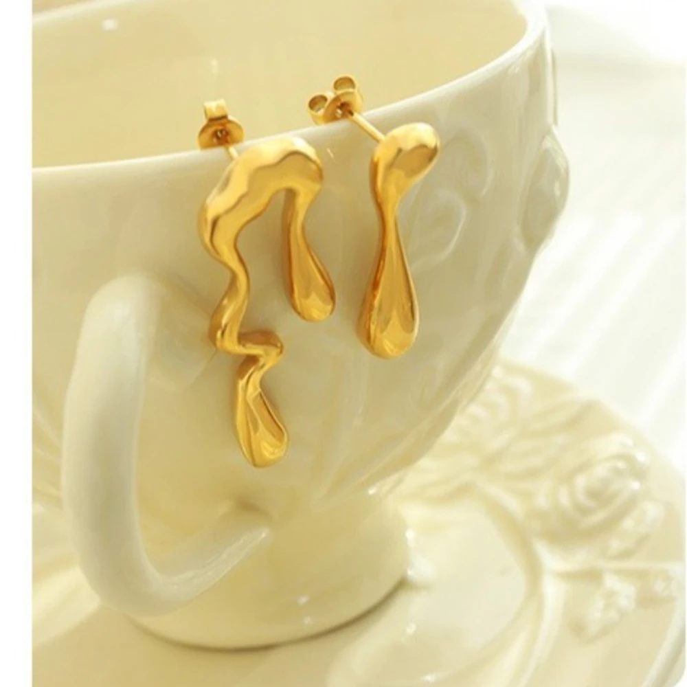 Alien Asymmetric Stud Earrings Titanium Steel Woman Personality Light Luxury Fashion Earring Fine Jewelry