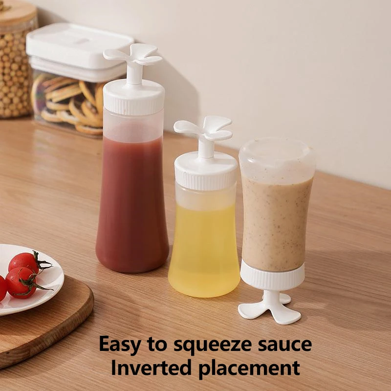 210/350ml Condiment Squeeze Bottle Inverteable Honey/Ketchup/Jam/Salad Containers Dressing Dispensers Lunchbox Squeezable Jars