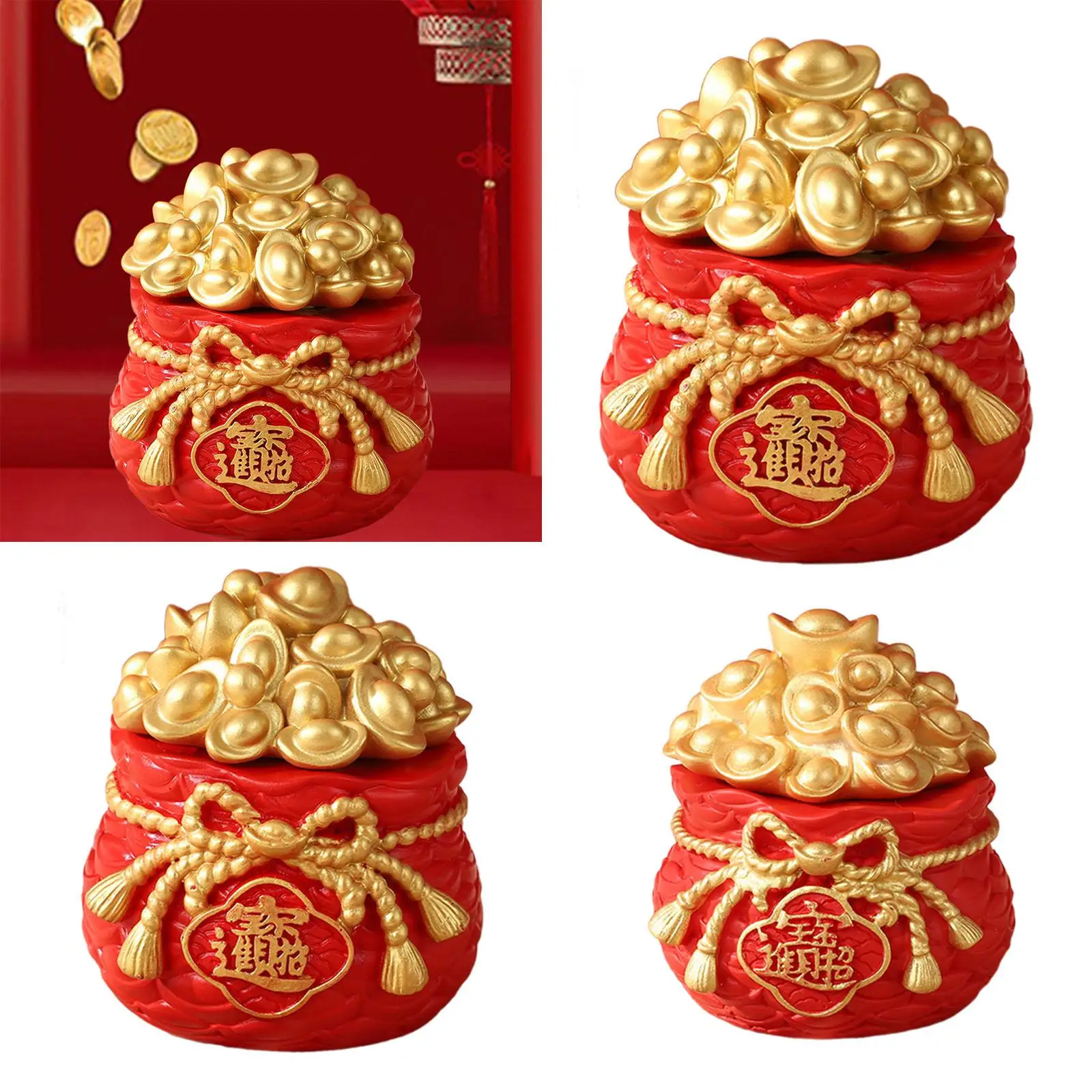Spring Festival Purse Bag Ornament Good Luck Blessing Bag Sculpture Feng Shui Decor image 3