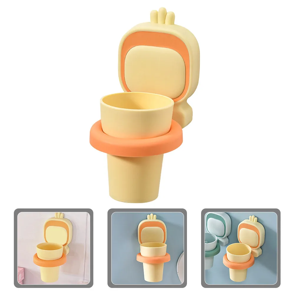 1Set 's Tooth Brushing Cup Plastic Wall Mounted Tumbler Bathroom Toothbrush Storage Holder Lightweight Travel Camping