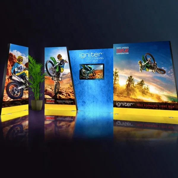Custom Printed Angle Type Aluminium Frame Floor Standing Double Sided Backlit 20 Ft Trade Show Booth