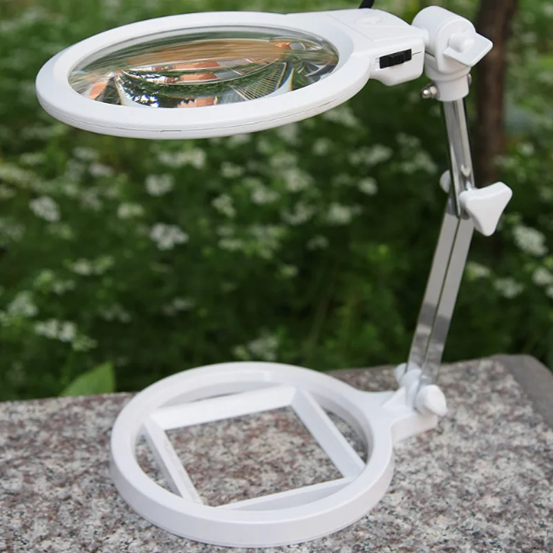 

130mm Desktop Illuminated Magnifying Glass LED Magnifying Glass Foldable Desktop Reading Magnifying Glass for Reading Repair