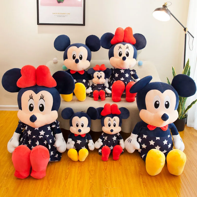 Disney-muñeco de peluche de Mickey y Minnie Mouse para niños, juguete de felpa suave, cojín de estrella, almohada para niñas, regalos de cumpleaños