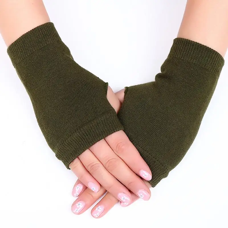 Half Finger Gloves Thumb Holes Hand Wrist Arm Warmer Exposed Finger Short Cashmere Gloves Crochet Knitting Faux Wool Mittens ??