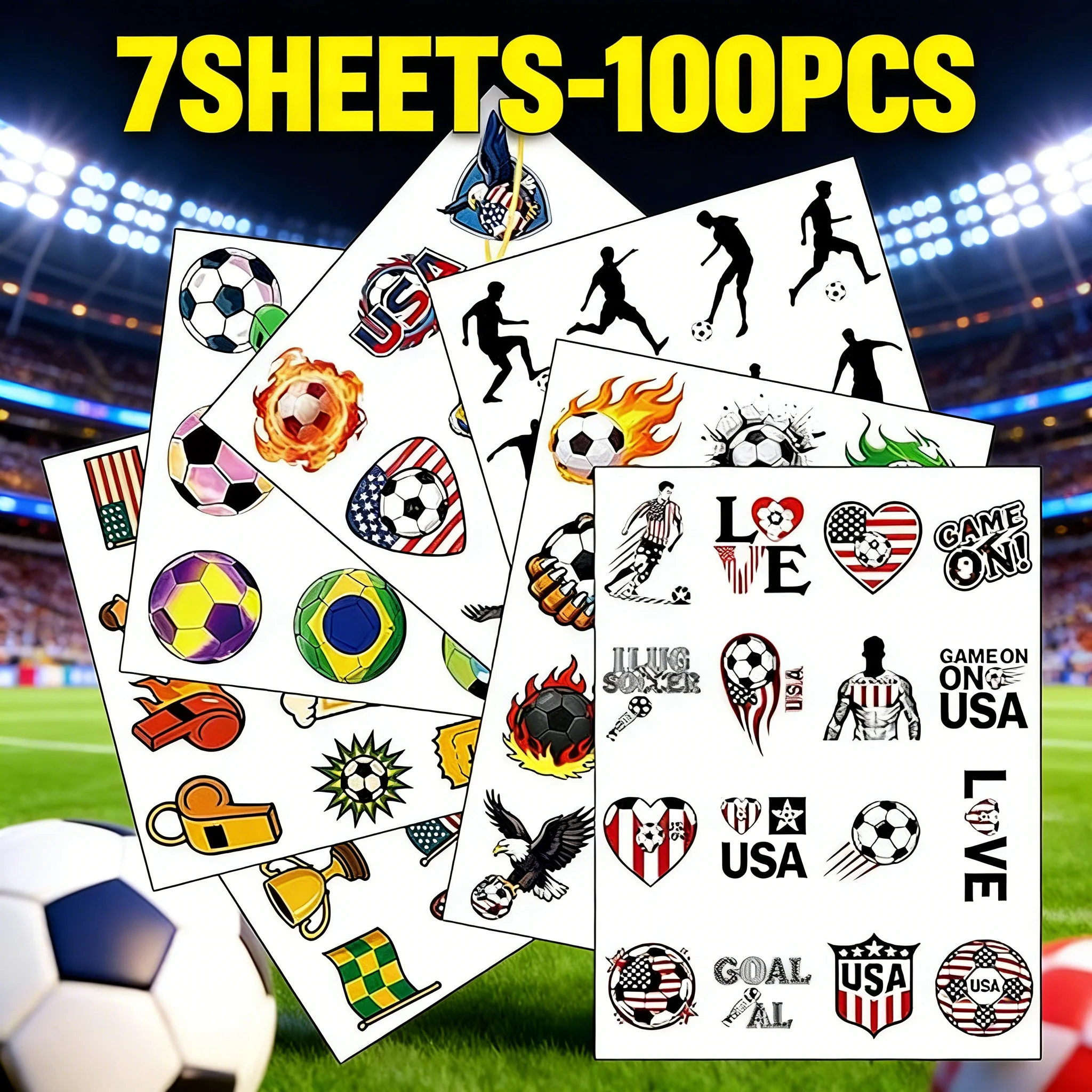 

100 Pcs Football Fan Tattoos, Easy Apply, Great for Game Day
