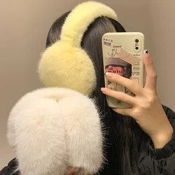 Anjj Cute Plush Warm Earmuffs for Women Winter 2024 New Solid Color Cycling Ear Warmers Windproof and Coldproof Earmuffs