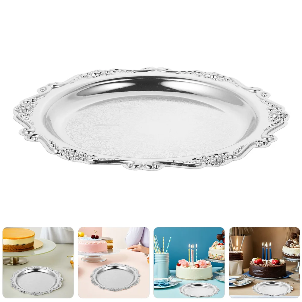

Snacks Plate Metal Vintage Tray For Jewelry Holder Serving Platter Candy Dish Party Food Display Tray Kitchen Bar