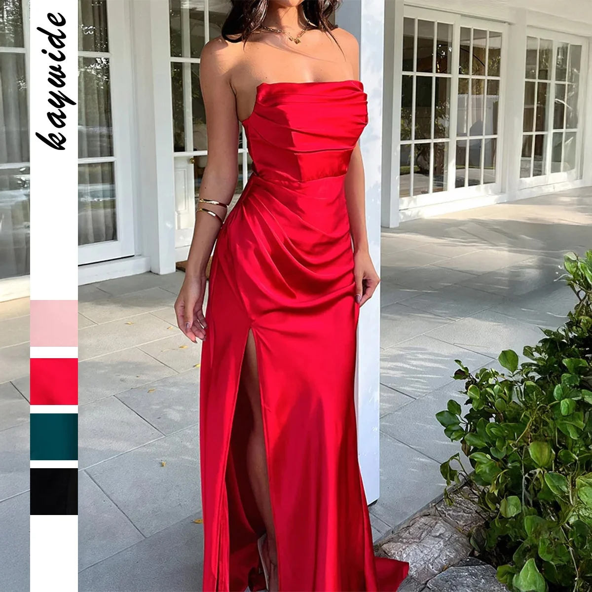 Suknia wieczorowa Ele Evening Dr Summer 2025, damska, z wysokim stanem, satynowa, wyszczuplająca, dla niezależnych sklepów transgranicznych.