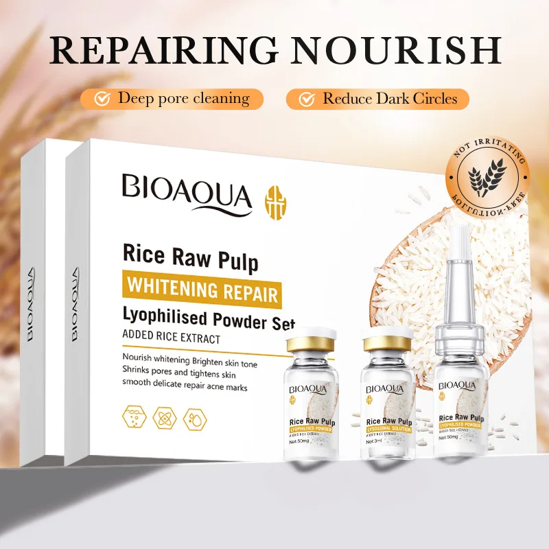 Bioaoua Rice Puree Freeze-Dried Powder, Penetrates and Nourishes, Repairs Damaged Skin Texture, Rebuilds Skin Barrier, Whitens and Brightens Skin Tone, Increases Skin Elasticity, a Product Specifically for Beauty Salons, Can Also Be Used at Home for Beauty Treatments