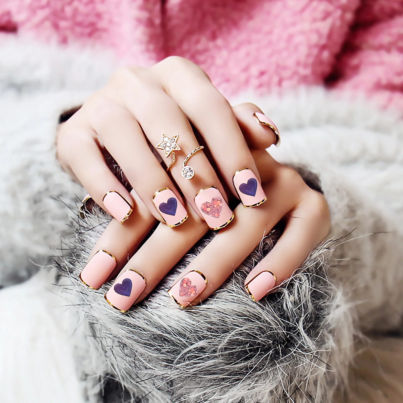 

8 Sheets Heart Shaped Nail Stickers Romantic Manicure Decal DIY Decor Charming Nail Accessory for