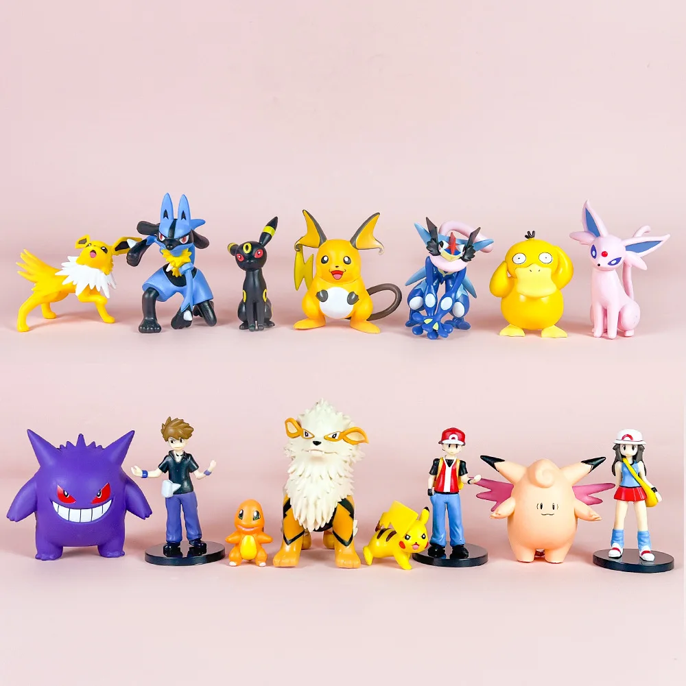 

8pcs Anime Pokemon Lucario Eevee Statue model Q Version Figurine Pvc Model Toy Collectible Decoration Desktop Gift.Toy gifts