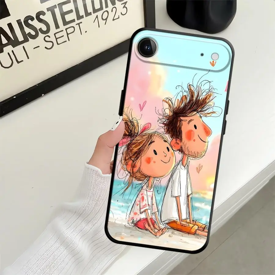 Чехол для телефона с мультяшным рисунком пары для Apple iPhone 17 Pro Max, Air 15 Pro, 7, 8, 12, XR, XS MAX, 13, 16, 17e, 14, 11