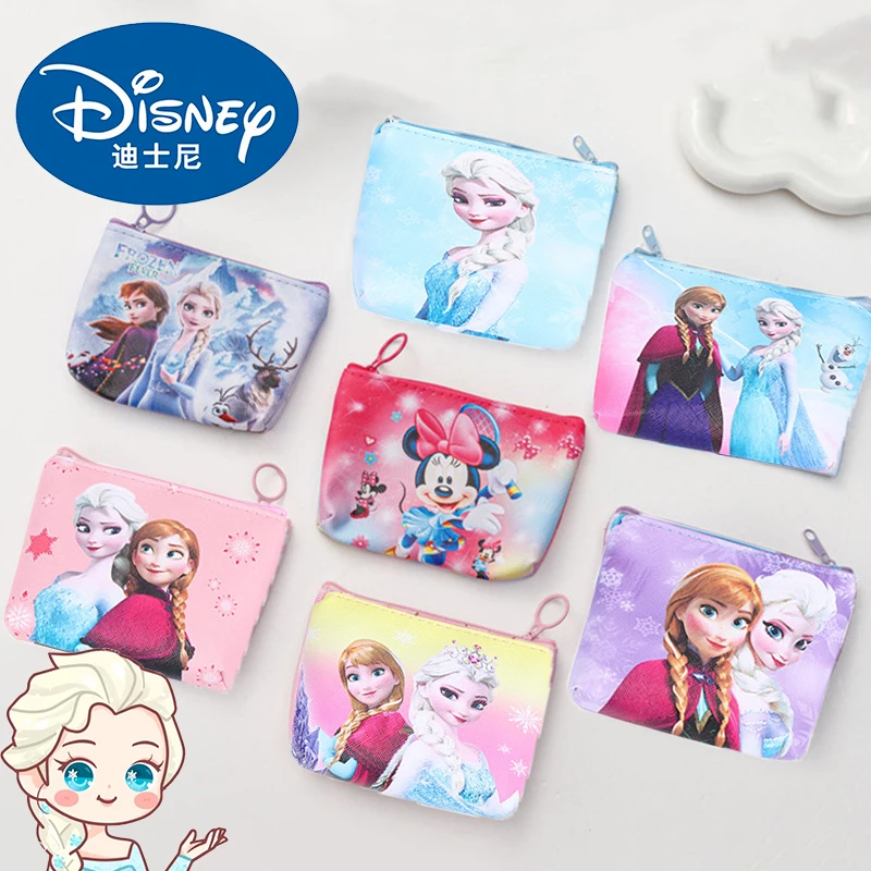 Disney Anime Frozen Elsa Coin Purse Kawaii Princess Sofia the First Wallet Cartoon Children PU Storage Bag Gifts