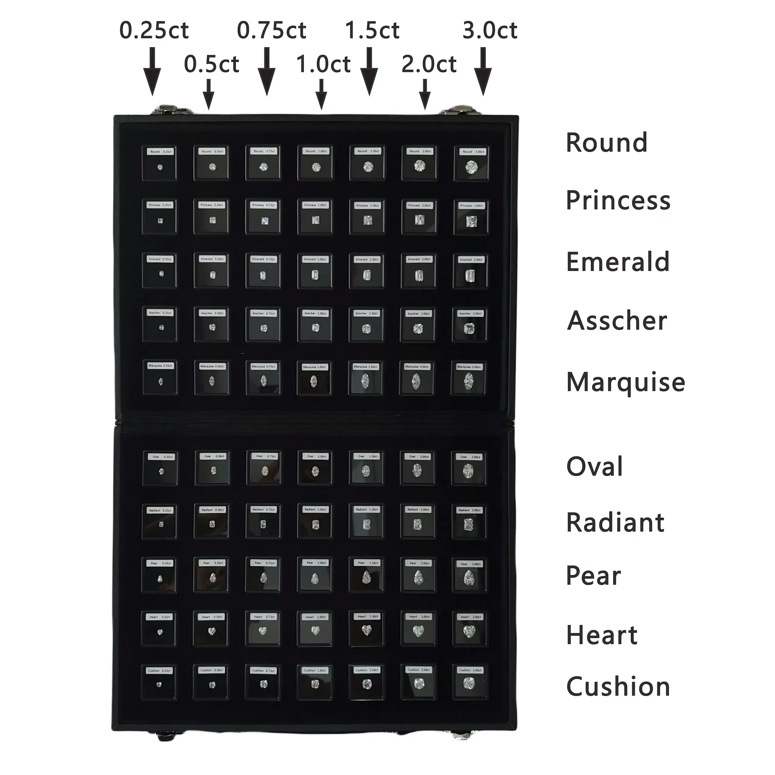Juwelier Diamond Selector Set Speciale vormen van zirkonia 5-karaats Gewichtsgrootte Set Display Tools Box Diamond Tester - afbeelding 1