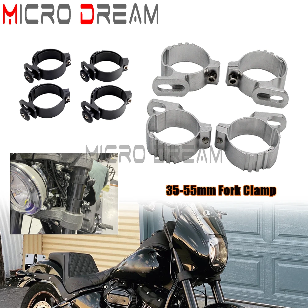 Adjustable Windshield 4PCS Aluminum Fork Clamps For 35-55MM Harley Softail Street Bob Low Rider Motorcycle Fairing Accessories