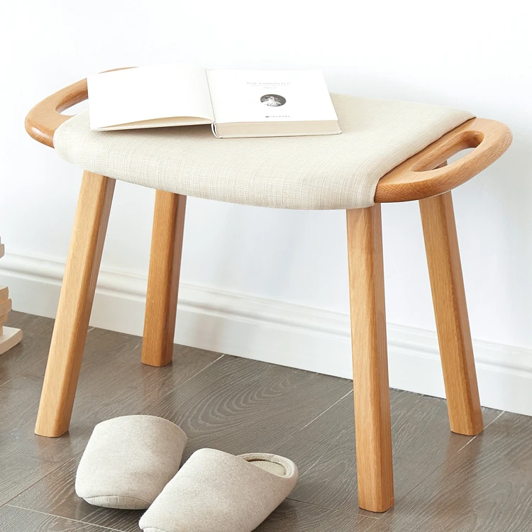 

Minimalist Nordic Style Solid Oak Wood Legs Upholstered Makeup Chair & Vanity Stool for Hotel Apartment Bedroom Furniture