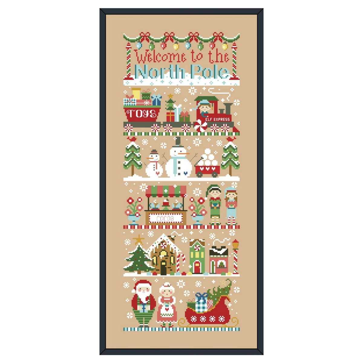 Welcome to the North Pole cross stitch kit winter snow cartoon 18ct 14ct 11ct linen flaxen canvas stitching embroidery DIY