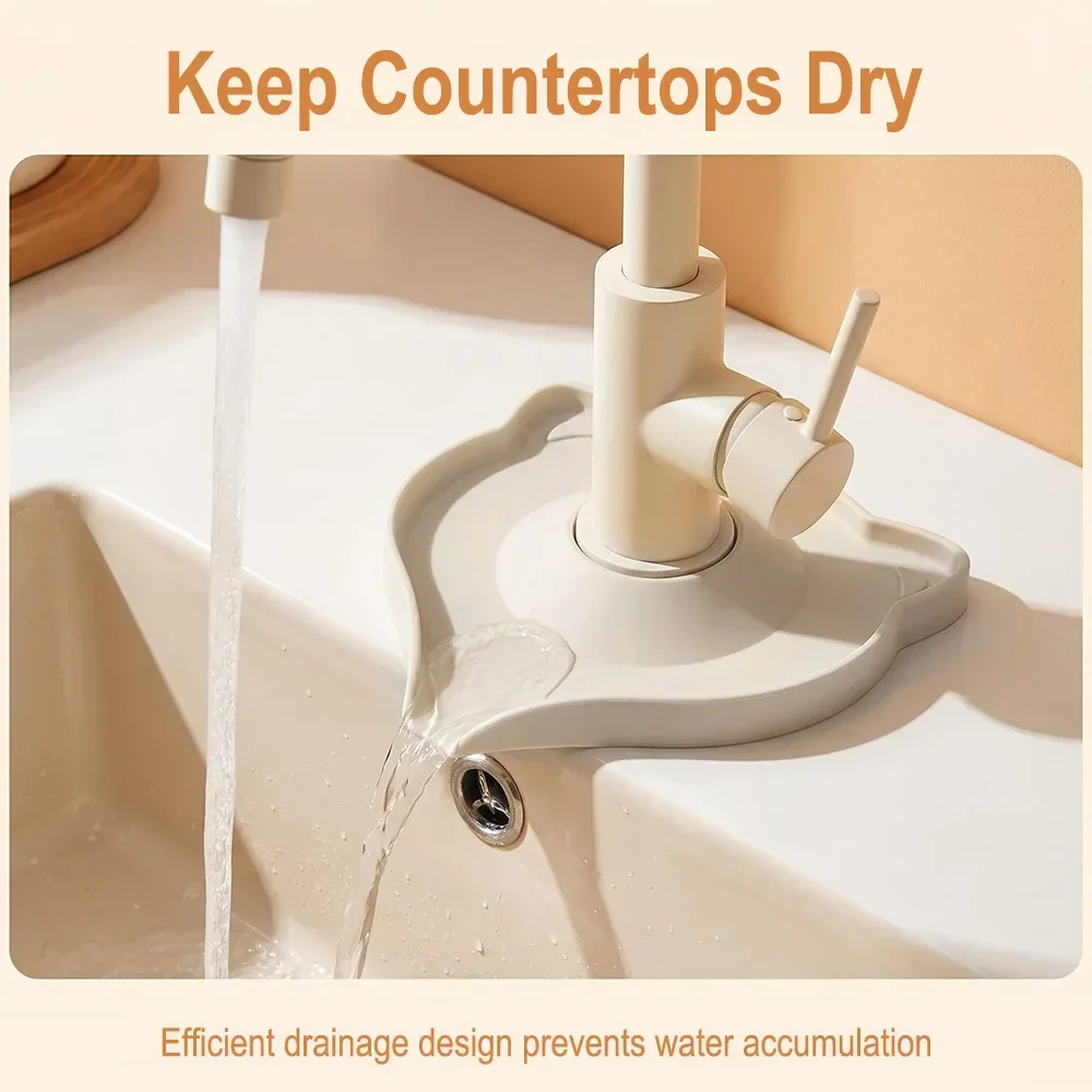 Durable Silicone Cat-Shaped Drainage Mat Quick Drainage Faucet Drip Tray Multifunctional Waterproof Drain Mat Kitchen Sink