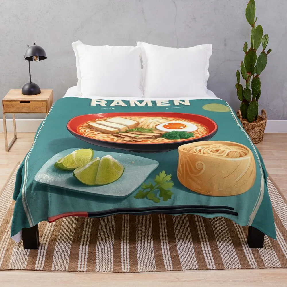 Heritage Ramen Art: Classic Japanese Food Illustrations Throw Blanket Multi-Purpose Furrys Blankets