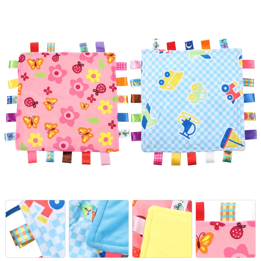 2 Pcs Toy Soothing Towel Baby Blanket Girls Soft Plush Blankets for Practical Tag Security