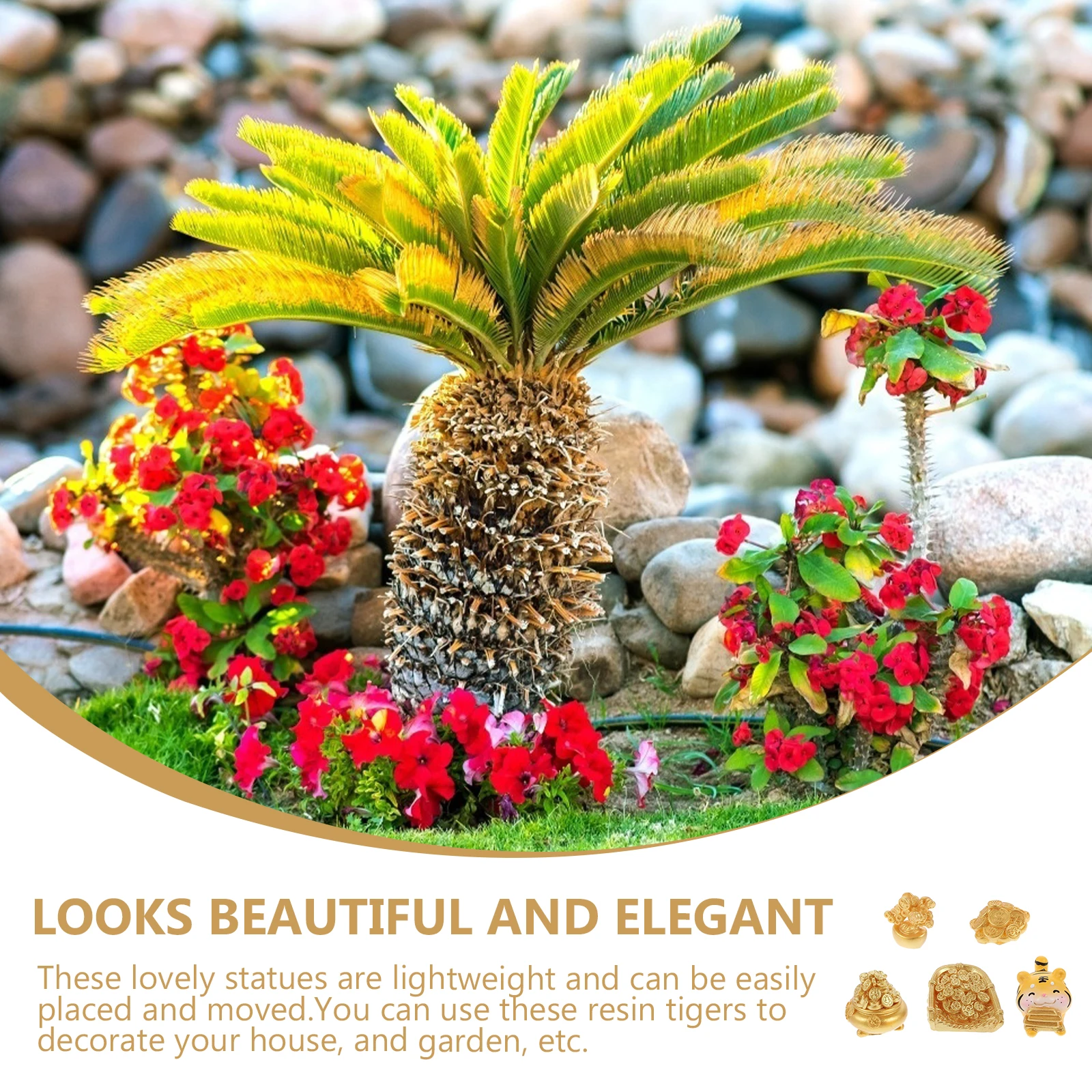 

6Pcs Mini Resin Tiger Micro Landscape Adornments Succulent Bonsai Desktop Garden Decorations Indoor Outdoor Home Ornaments