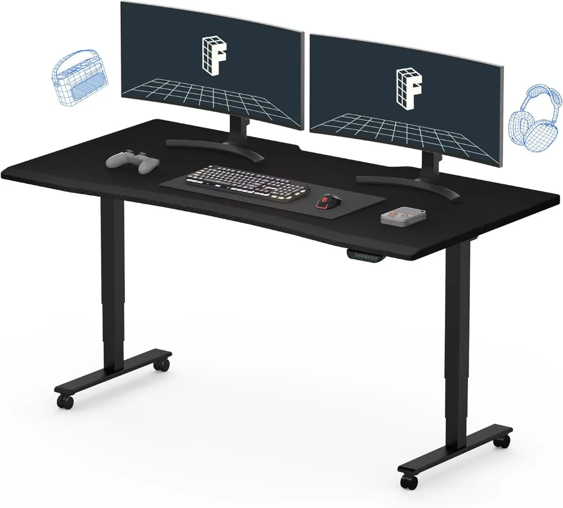 E6 Electric Gaming Standing Desk, 60x27 in Adjustable Height Desk for MOBA Games, Computer Desk