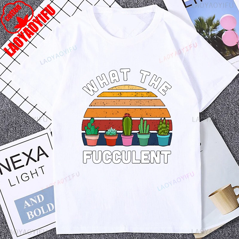 ما هو نبات بوعاء مضحك بونساي الصبار الجرافيك تي شيرت القطن موضة عادية فضفاض رجل التي شيرت Harajuku الهيب هوب تيز