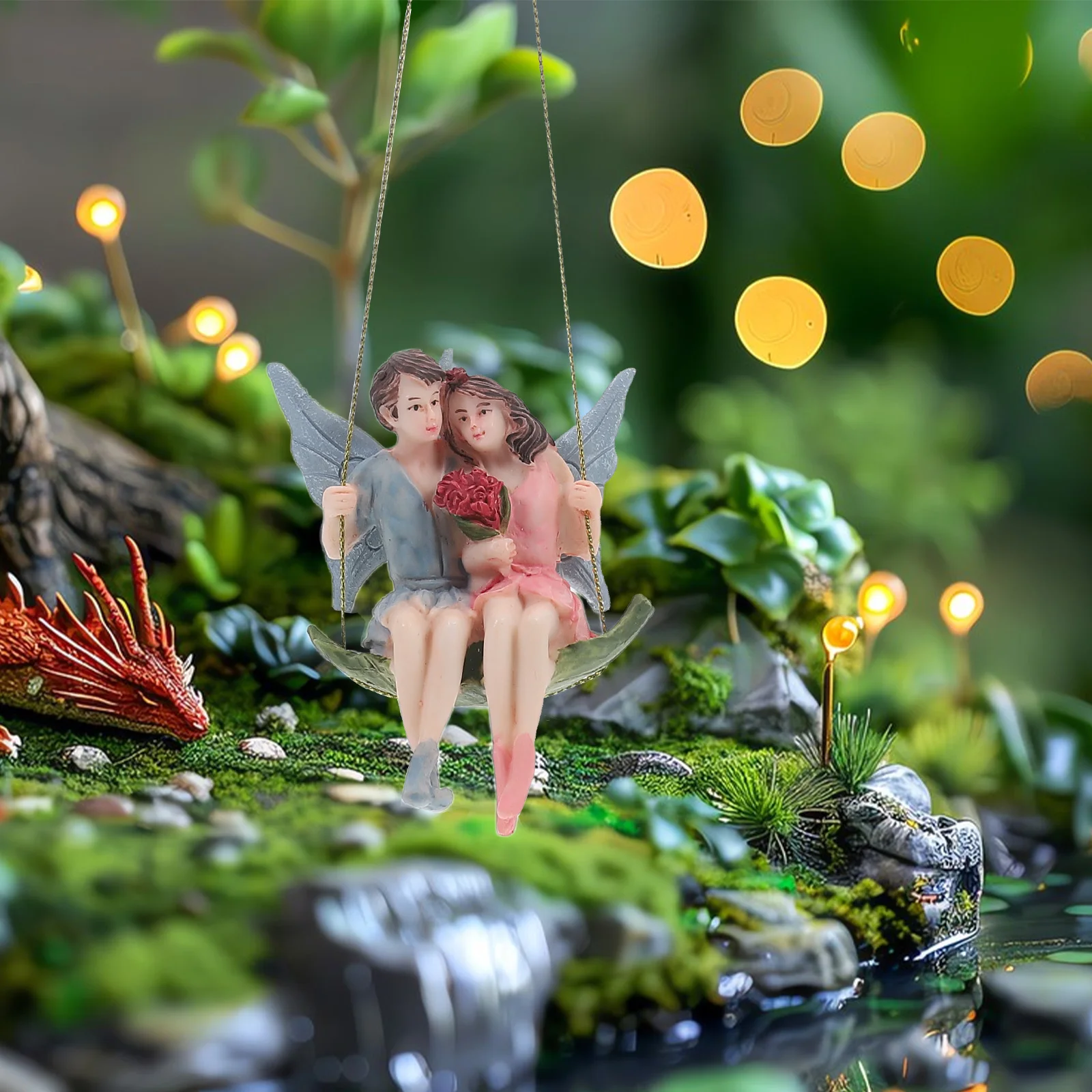 

1Pcs Flower Fairy Adornment Resin Artware Creative Design Simple Application Method Ideal Holiday Gift Friends Hanging Adornment