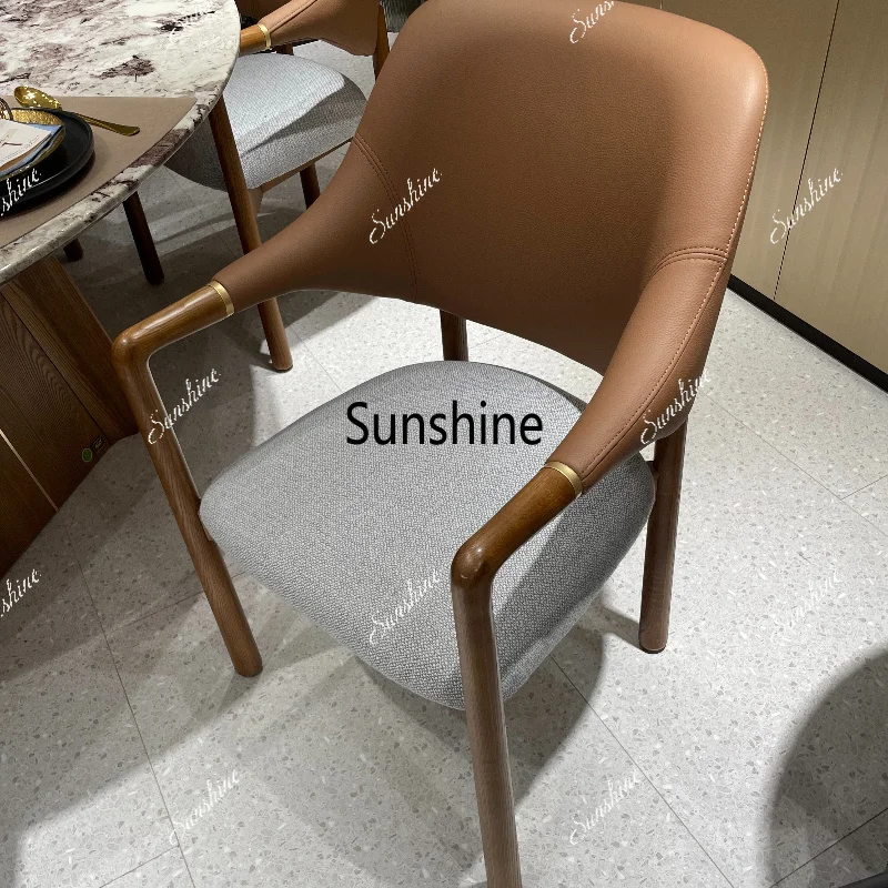 Modern simple soft bag chair solid wood book chair Italian light luxury stone dining chair