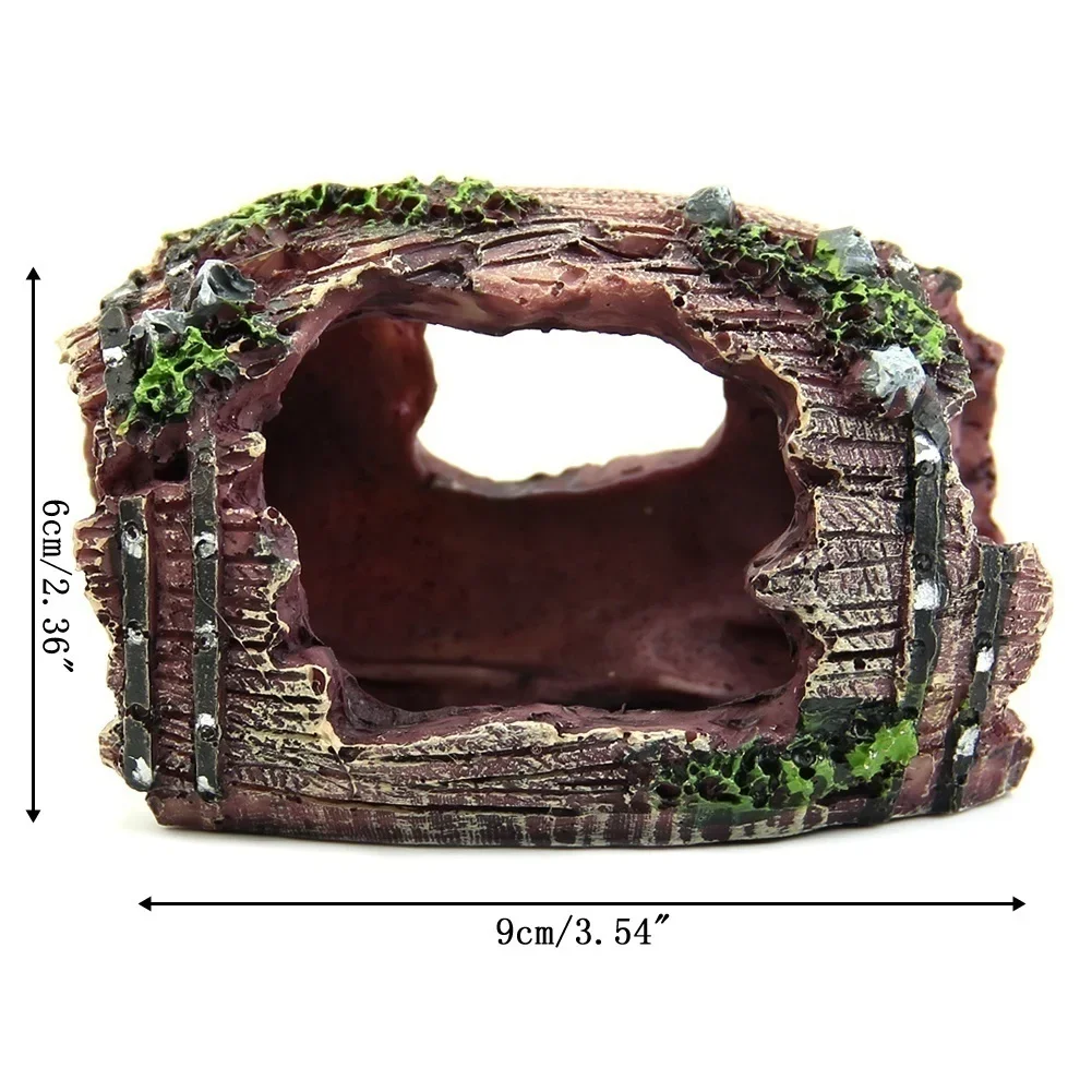 Aquarium Fish Tank Barrel Resin Broken Old Bucket with Moss Decoration Ornament Cave Landscaping  Fish Tank Accessories