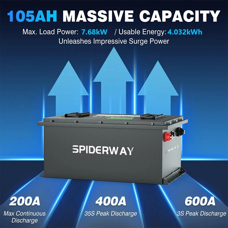36V 105Ah Lithium LiFePO4 Golf Cart Battery Built-in Smart 200A BMS 6000+ Cycles