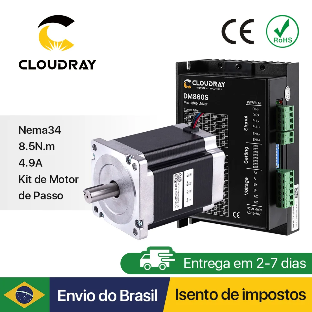 Cloudray-Nema 34 Kit de motores de passo Open Loop, elevado binário, gravação CNC, fresadora, 8,5 N.m, 4,9A, 112mm