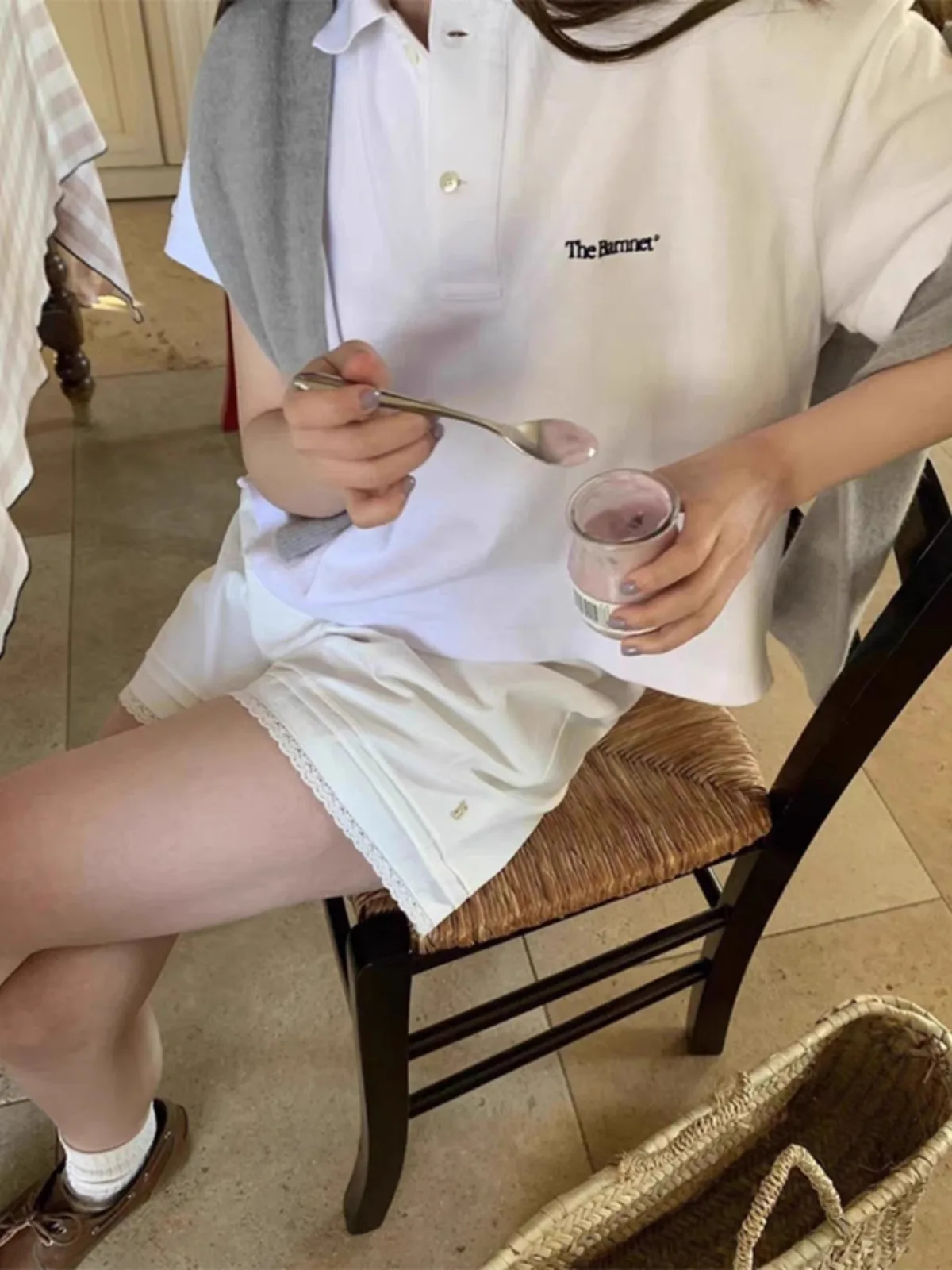 Hoge taille elastische zomer casual broek wit kant patchwork orts dames hotpants rechte pijpen woon-werkverkeer sle normaal T...